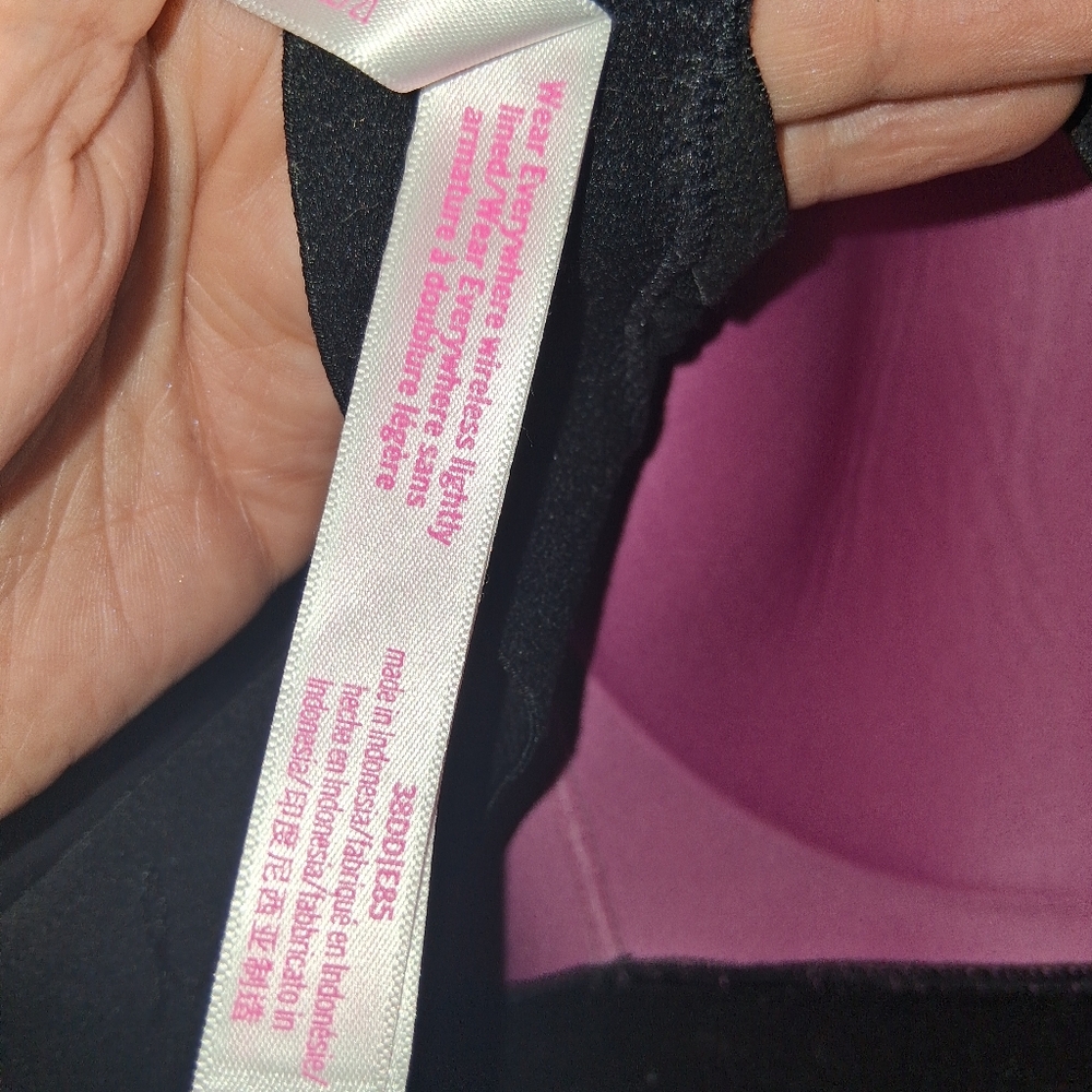 Victorias Secret PINK Wear Everywhere Wireless Bra 38DD Smooth Black - Picture 5 of 5